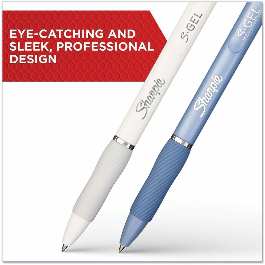 Sharpie S-Gel Fashion Retractable Pens 0.7 mm Black - 0.7 mm Medium Pen Point - Black Ink - Gel-based - Blue Barrel