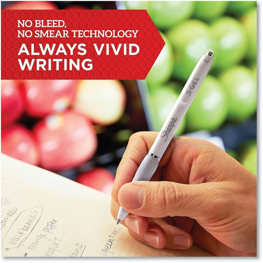 Sharpie S-Gel Fashion Retractable Pens 0.7 mm Black - 0.7 mm Medium Pen Point - Black Ink - Gel-based - Blue Barrel