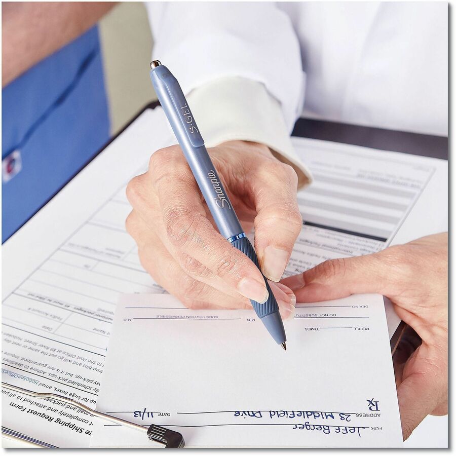 Sharpie S-Gel Fashion Retractable Pens 0.7 mm Black - 0.7 mm Medium Pen Point - Black Ink - Gel-based - Blue Barrel