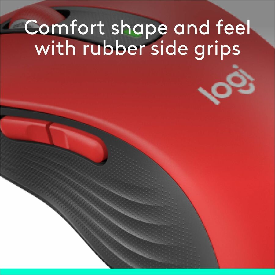 Logitech Signature M650 L (Red) - Optical - Wireless - Bluetooth/Radio Frequency - Red - USB - 2000 dpi - Scroll Wheel - 5 Button(s) - 5 Programmable Button(s) - Large Hand/Palm Size