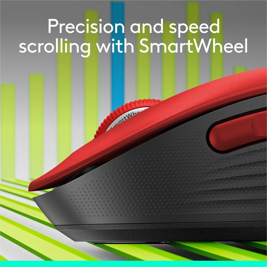 Logitech Signature M650 L (Red) - Optical - Wireless - Bluetooth/Radio Frequency - Red - USB - 2000 dpi - Scroll Wheel - 5 Button(s) - 5 Programmable Button(s) - Large Hand/Palm Size