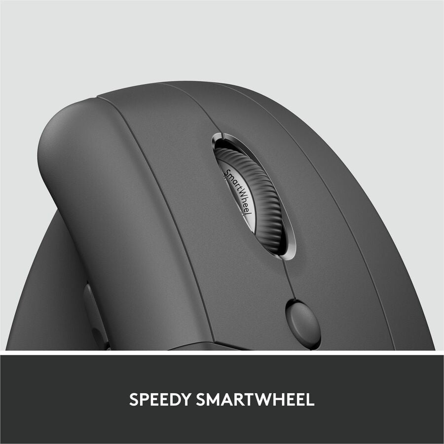 Logitech Lift Ergo Mouse - Optical - Wireless - Bluetooth/Radio Frequency - Graphite - USB - 4000 dpi - Scroll Wheel - 4 Button(s) - Small/Medium Hand/Palm Size - 1 Each