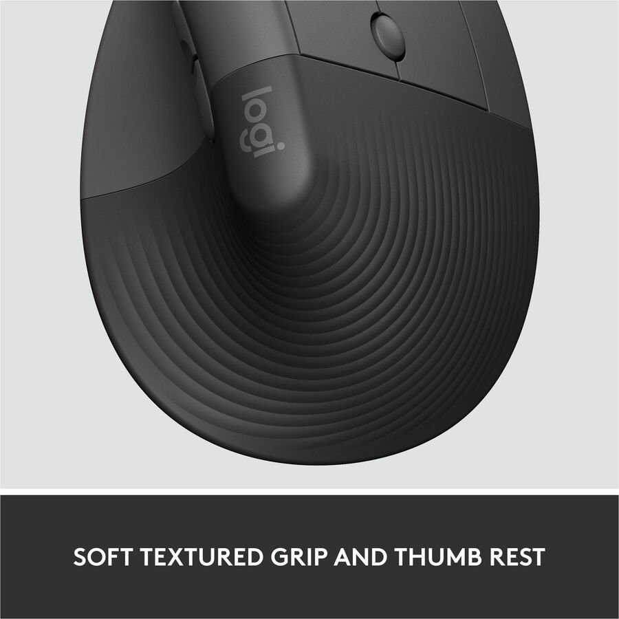 Logitech Lift Ergo Mouse - Optical - Wireless - Bluetooth/Radio Frequency - Graphite - USB - 4000 dpi - Scroll Wheel - 4 Button(s) - Small/Medium Hand/Palm Size - 1 Each