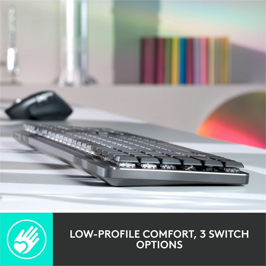 Logitech MX Mechanical Keyboard - Wireless Connectivity - Bluetooth - 33 ft - USB Interface - Windows 10, Windows 11, macOS 10.15, iOS 14, iPadOS 14, Linux, ChromeOS, Android 8.0 - PC, Mac - Mechanical Keyswitch - Proprietary Battery Size Battery Size ...