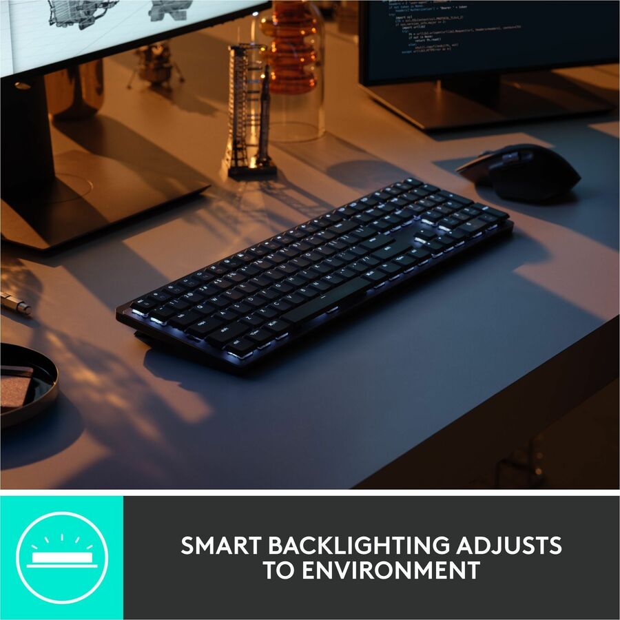 Logitech MX Mechanical Keyboard - Wireless Connectivity - Bluetooth - 33 ft - USB Interface - Windows 10, Windows 11, macOS 10.15, iOS 14, iPadOS 14, Linux, ChromeOS, Android 8.0 - PC, Mac - Mechanical Keyswitch - Proprietary Battery Size Battery Size ...