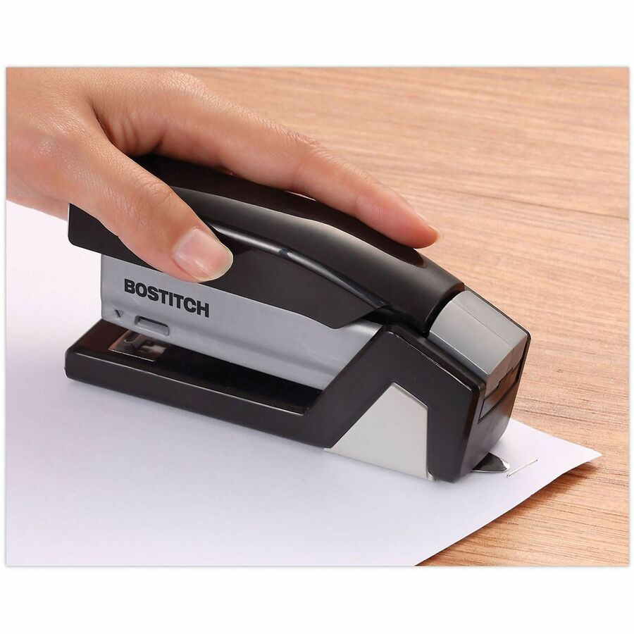 Bostitch 500 Compact Stapler - Staples Upto 15 Sheet - Half Strip - Black, Gray - 1 Each