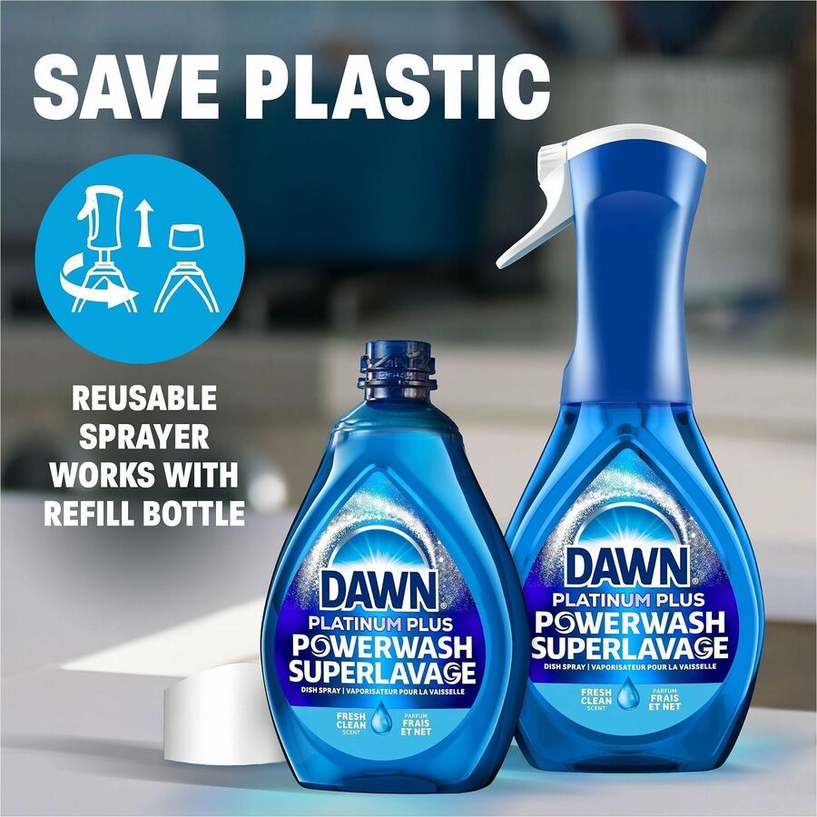 Dawn Platinum Powerwash Dish Spray Refill - 16 fl oz (0.5 quart) - Fresh Scent - Biodegradable, Refillable - 1 Bottle