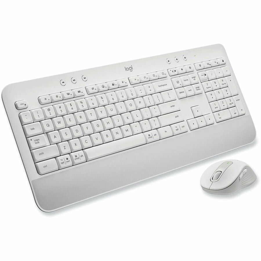 Logitech Signature MK650 Combo for Business Wireless Mouse and Keyboard Combo - USB Plunger Wireless Bluetooth/RF Keyboard - 118 Key - English (US) - Off White - USB Wireless Bluetooth/RF Mouse - 4000 dpi - Scroll Wheel - Off White - Symmetrical - AA -...