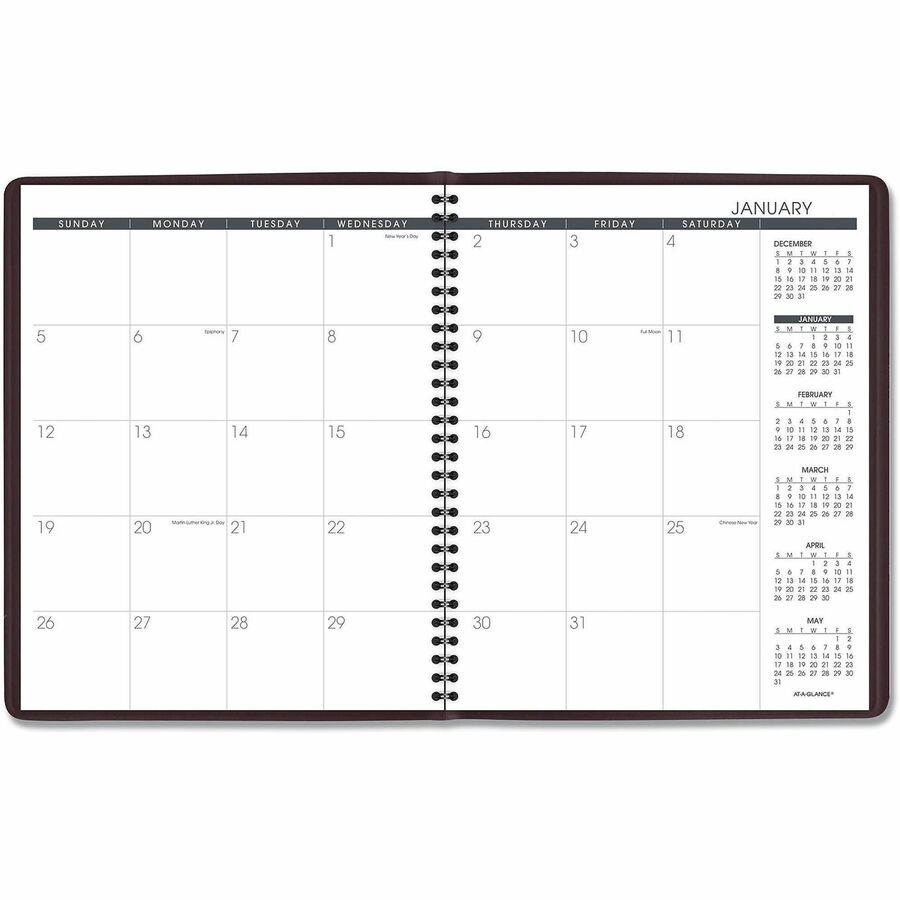 At-A-Glance 2025 Monthly Planner, Winestone, Large, 9" x 11" - Large - Monthly - 15 Month - January 2025 to March 2026 - 1 Month Double Page Layout - 9" x 11" Sheet Size - White Sheet - Wire Bound - Winestone Cover - Bleed Resistant Paper, Writable Sur...