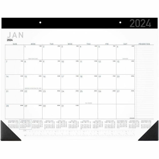 At-A-Glance Contemporary 2026 Monthly Desk Pad Calendar 21-3/4" x 17" - Standard - Julian Dates - Monthly - 12 Month - January 2026 to December 2026 - 1 Month Single Page Layout - 21 3/4" x 17" Sheet Size - 2 x Holes - Headband - Desk Pad - White - Pap...