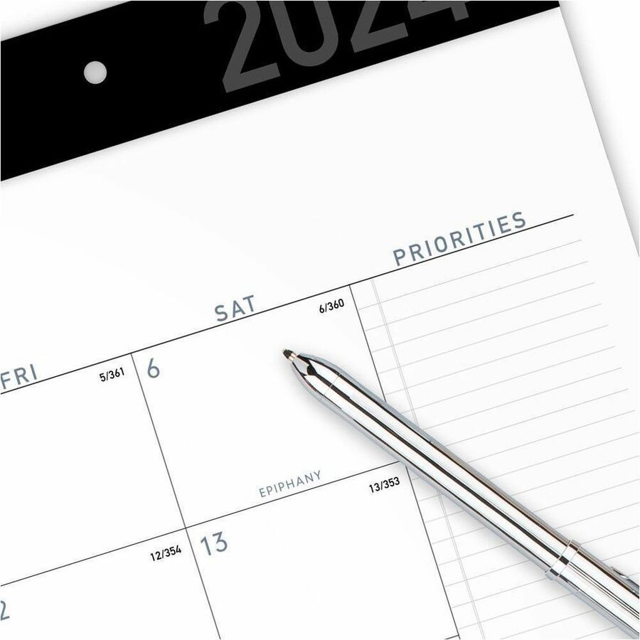 At-A-Glance Contemporary 2026 Monthly Desk Pad Calendar 21-3/4" x 17" - Standard - Julian Dates - Monthly - 12 Month - January 2026 to December 2026 - 1 Month Single Page Layout - 21 3/4" x 17" Sheet Size - 2 x Holes - Headband - Desk Pad - White - Pap...