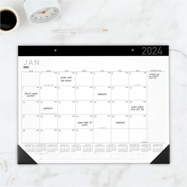 At-A-Glance Contemporary 2026 Monthly Desk Pad Calendar 21-3/4" x 17" - Standard - Julian Dates - Monthly - 12 Month - January 2026 to December 2026 - 1 Month Single Page Layout - 21 3/4" x 17" Sheet Size - 2 x Holes - Headband - Desk Pad - White - Pap...