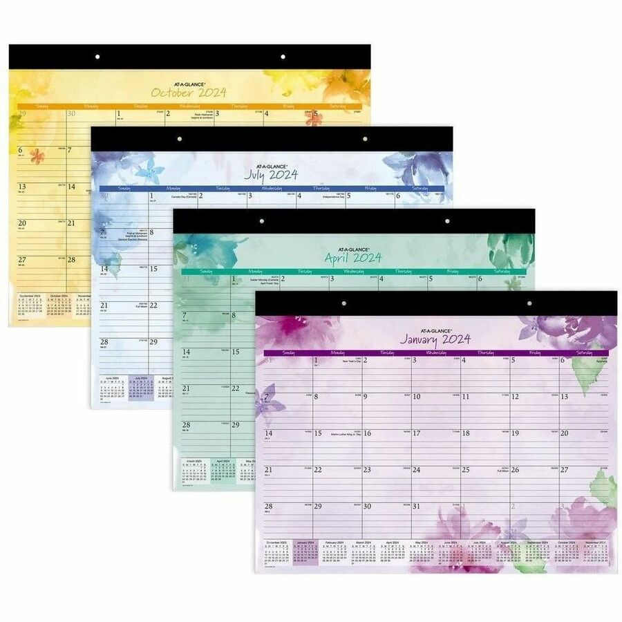 At-A-Glance Beautiful Day 2026 Monthly Desk Pad Calendar" , Standard, 21-3/4" x 17" - Standard - Julian Dates - Monthly - 12 Month - January 2026 to December 2026 - 1 Month Single Page Layout - 21 3/4" x 17" Sheet Size - White Sheet - 2 x Holes - Headb...