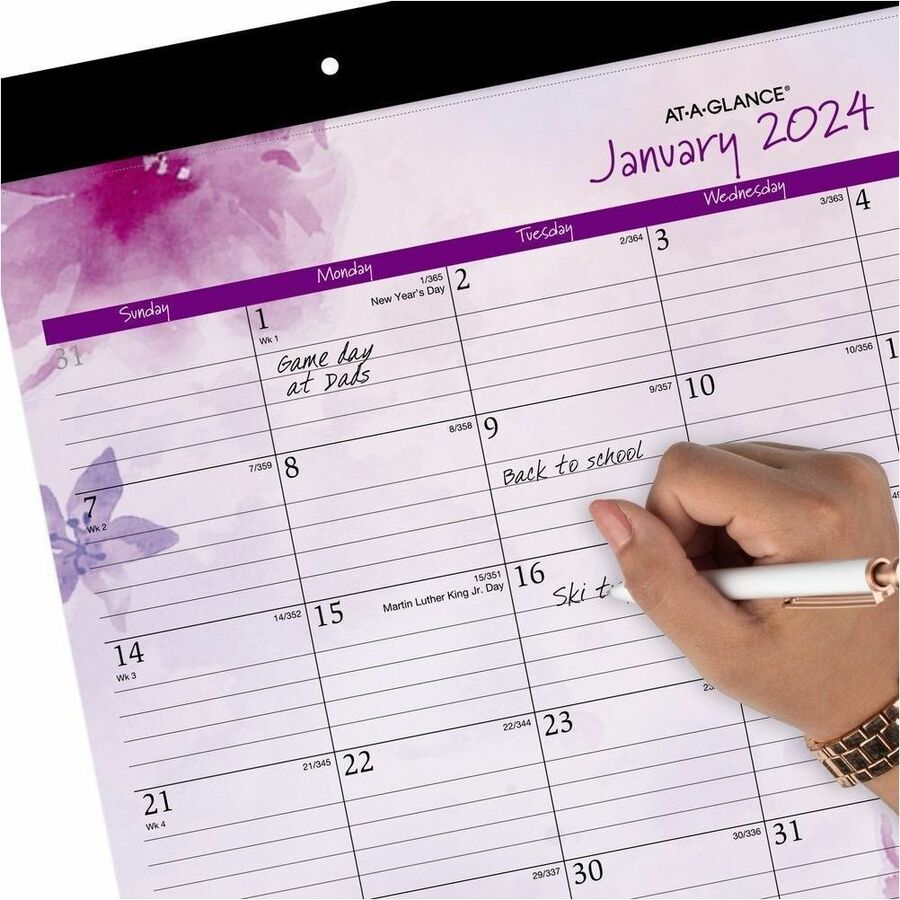 At-A-Glance Beautiful Day 2026 Monthly Desk Pad Calendar" , Standard, 21-3/4" x 17" - Standard - Julian Dates - Monthly - 12 Month - January 2026 to December 2026 - 1 Month Single Page Layout - 21 3/4" x 17" Sheet Size - White Sheet - 2 x Holes - Headb...