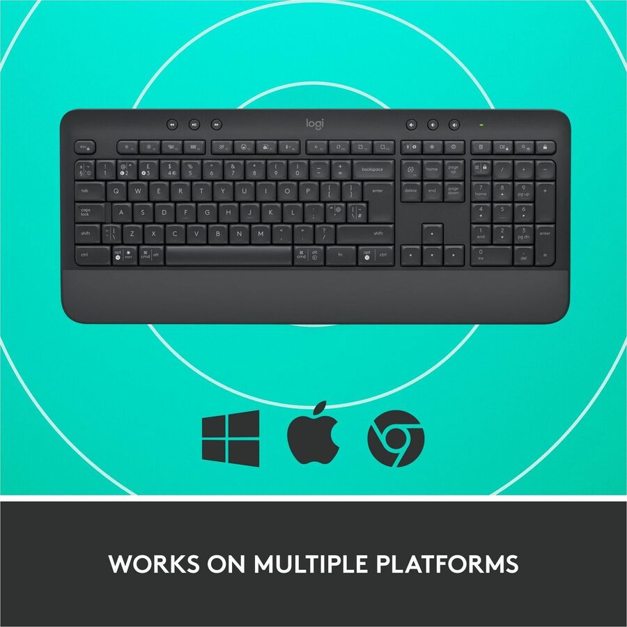 Logitech Signature K650 (Graphite) - Wireless Connectivity - Bluetooth/RF - 5.1 - 32.81 ft - ChromeOS - PC, Mac - AA Battery Size Supported - Graphite