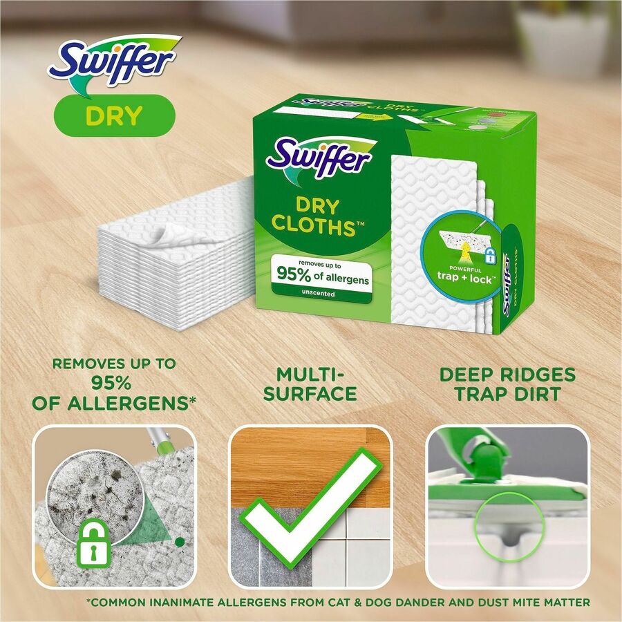 Swiffer Sweeper Dust Mop Refill - 10.4" Width x 8" Length - Cloth - White - 52 / Box