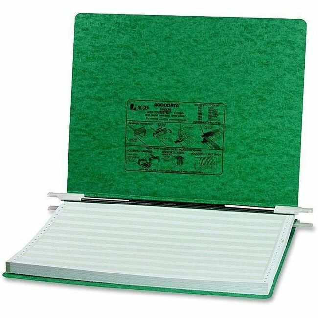 ACCO 14-7/8"x11" Presstex Hanging Data Binder - 6" Binder Capacity - 11" x 14 7/8" Sheet Size - Fastener(s): 2 x Post - Presstex, Acrylic, Nylon, Pressboard - Dark Green - Water Resistant, Retractable Filing Hooks, Flexible - 1 Each