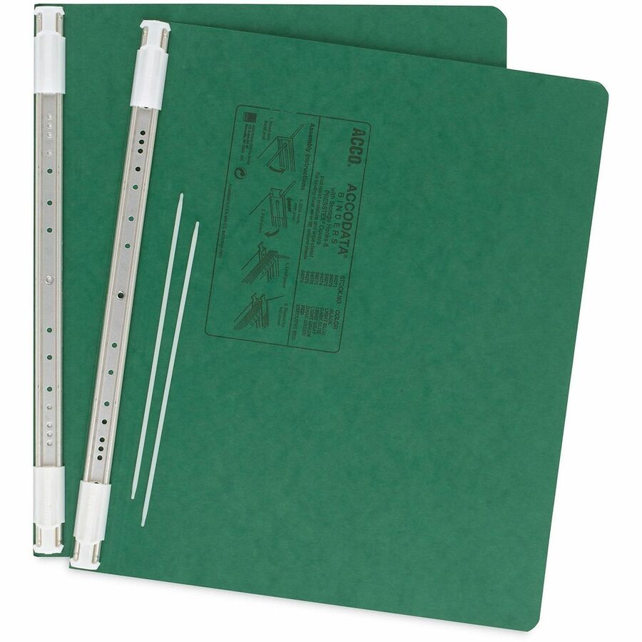 ACCO 14-7/8"x11" Presstex Hanging Data Binder - 6" Binder Capacity - 11" x 14 7/8" Sheet Size - Fastener(s): 2 x Post - Presstex, Acrylic, Nylon, Pressboard - Dark Green - Water Resistant, Retractable Filing Hooks, Flexible - 1 Each