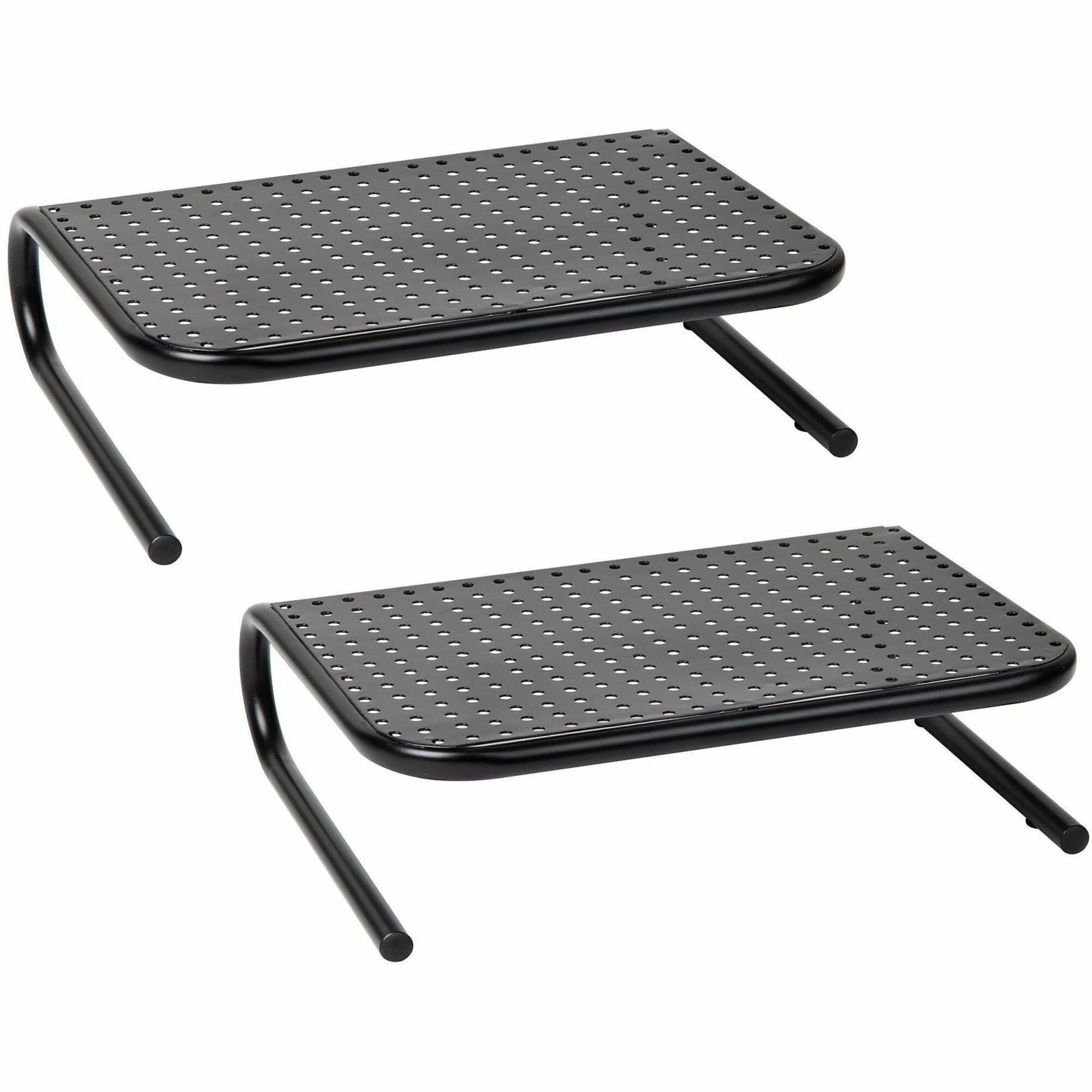 Mind Reader Monitor Stands - 44 lb Load Capacity - Flat Panel, TV, Computer Monitor Display Type Supported - 4.25" Height x 14.50" Width x 11.30" Depth - Desktop - Metal Mesh, Metal - Black - For Notebook, Monitor, Flat Panel, Office Supplies, Paper, F...
