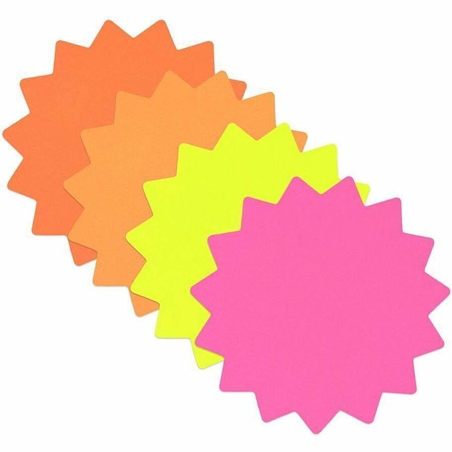 COSCO Fluorescent Die-cut Sign - 4" Width x 4" Height - Round Shape - Durable, Fluorescent, Die-cut - Information, Display - Card Stock - Fluorescent Pink, Fluorescent Light Orange, Fluorescent Orange, Fluorescent Green - 1 Each