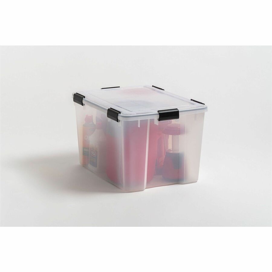 IRIS WeatherTight Heavy-duty Storage Tote - External Dimensions: 23.6" Length x 17.8" Width x 14.5" Height - 18.50 gal - Lid, Buckle Latch Closure - Heavy Duty - Stackable - Plastic, Polypropylene - Black, Clear Swatch - For Clothes, Document, Food Sto...