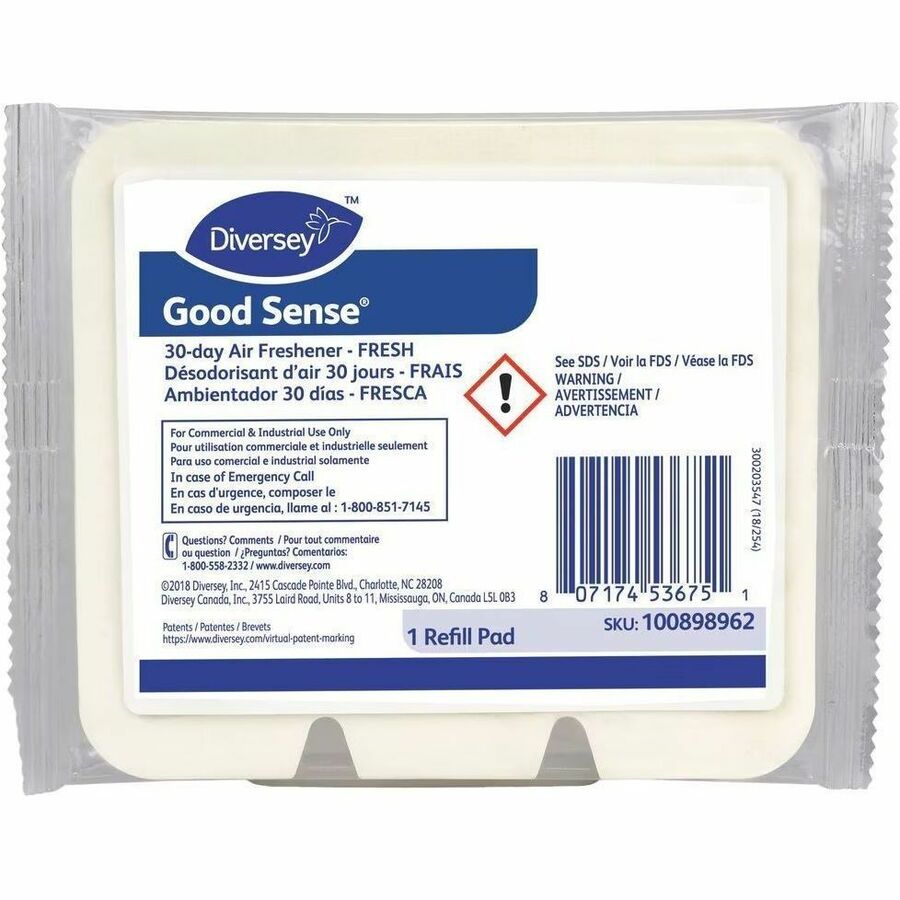 Diversey GoodSense 30Day Air Freshener Refills - Cartridge - 0.6 fl oz (0 quart) - Fresh - 30 Day - Odor Neutralizer - 12 / Carton