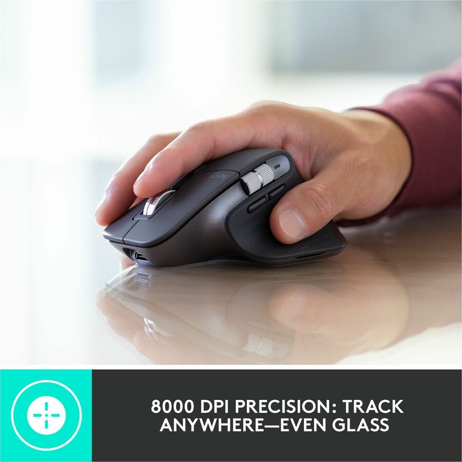 Logitech MX Keys Combo for Business Keyboard & Mouse - USB Wireless Bluetooth Keyboard - USB Wireless Bluetooth Mouse - Darkfield - 8000 dpi - 7 Button - Scroll Wheel - Right-handed - Compatible with PC, Mac - 1 Each