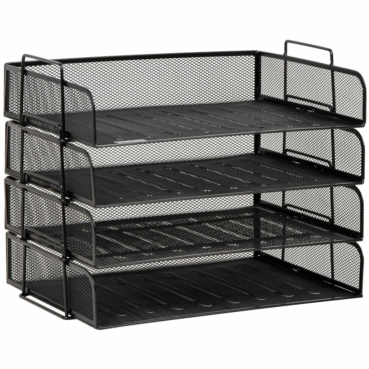 Mind Reader Tiered Stackable Paper Trays - 4 Tier(s) - 11.25" Height x 9.75" Width x 13.25" Depth - Desktop - Stackable - Stackable, Lightweight, Portable, Sturdy, Easy to Clean, Durable - Black - Metal, Steel Mesh - 1 Each