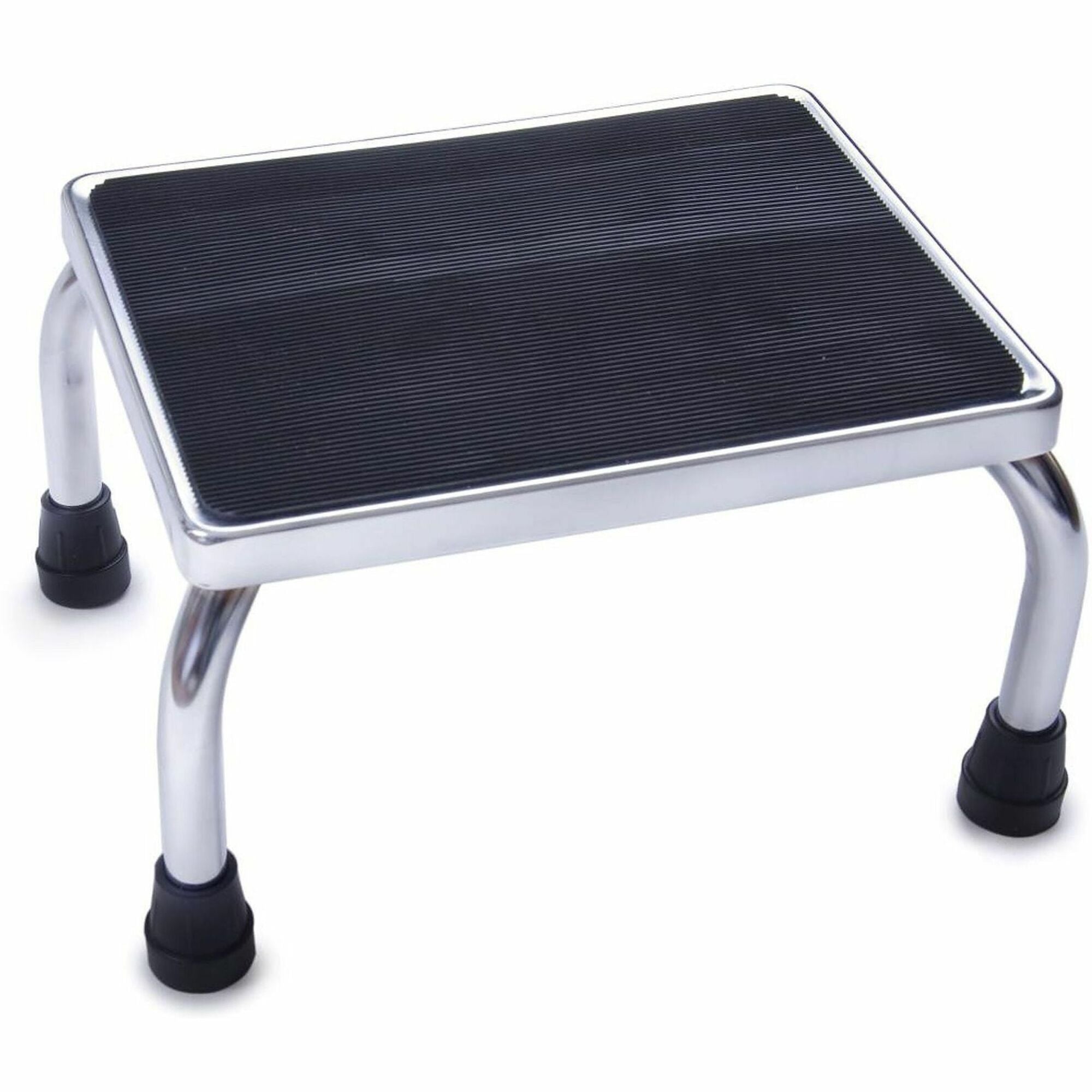 Medline Non-Slip Chrome Footstool - 350 lb Load Capacity - 16" Length x 12" Width x 8.3" Height - Steel - Chrome