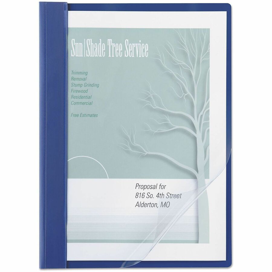 ACCO Letter Report Cover with Fastener - 8 1/2" x 11" - 100 Sheets Capacity - Vinyl - Blue - Water Resistant - 0% Recycled - 10 / Pack