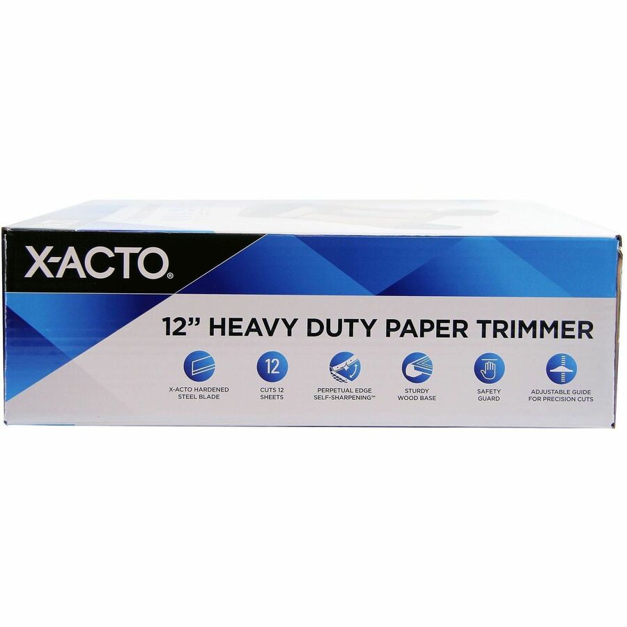 X-Acto Hvy-Duty Wood Base Paper Trimmer - 12 Sheet Cutting Capacity - Steel Blade - 12" Cutting Length x 12" Width x 12" Length - Heavy Duty, Textured Grip, Sturdy, Self-sharpening Blade - Wood - Brown - 1 Box
