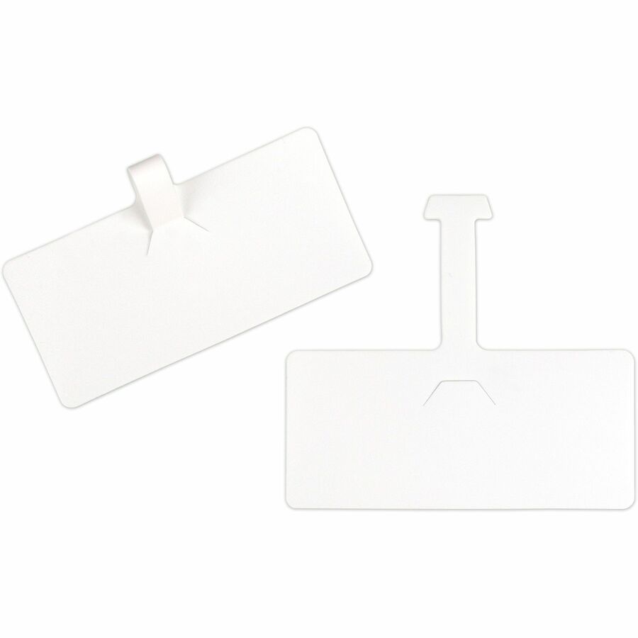 C-Line Wire Shelf Tags - 3.62" Length x 1.50" Width - Strap Fastener - Plastic - White - 10 / Pack