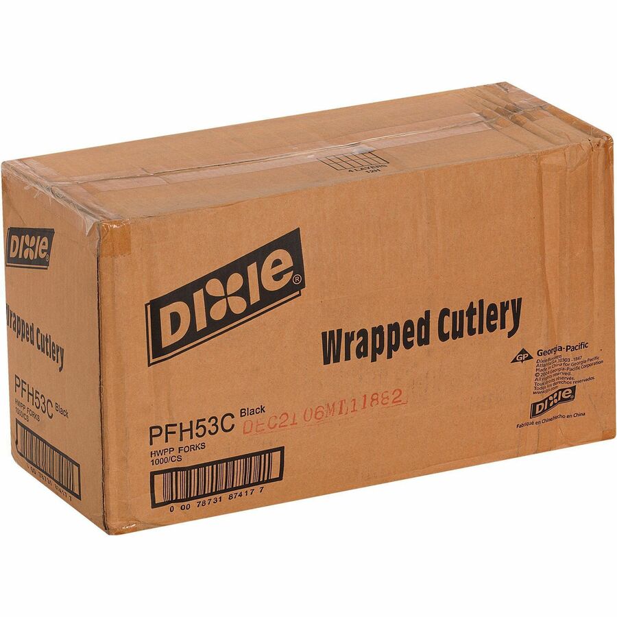 Dixie Cutlery Set - Fork - Fork - Food - Disposable - Plastic, Polypropylene - Black - 1000 / Case