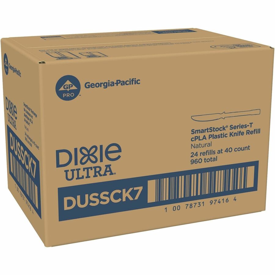 Dixie Ultra&reg; SmartStock Cutlery Set - Knife - Knife - Food - Disposable - Plastic, Crystallized Polylactic Acid (CPLA) - Natural Beige - 960 / Case