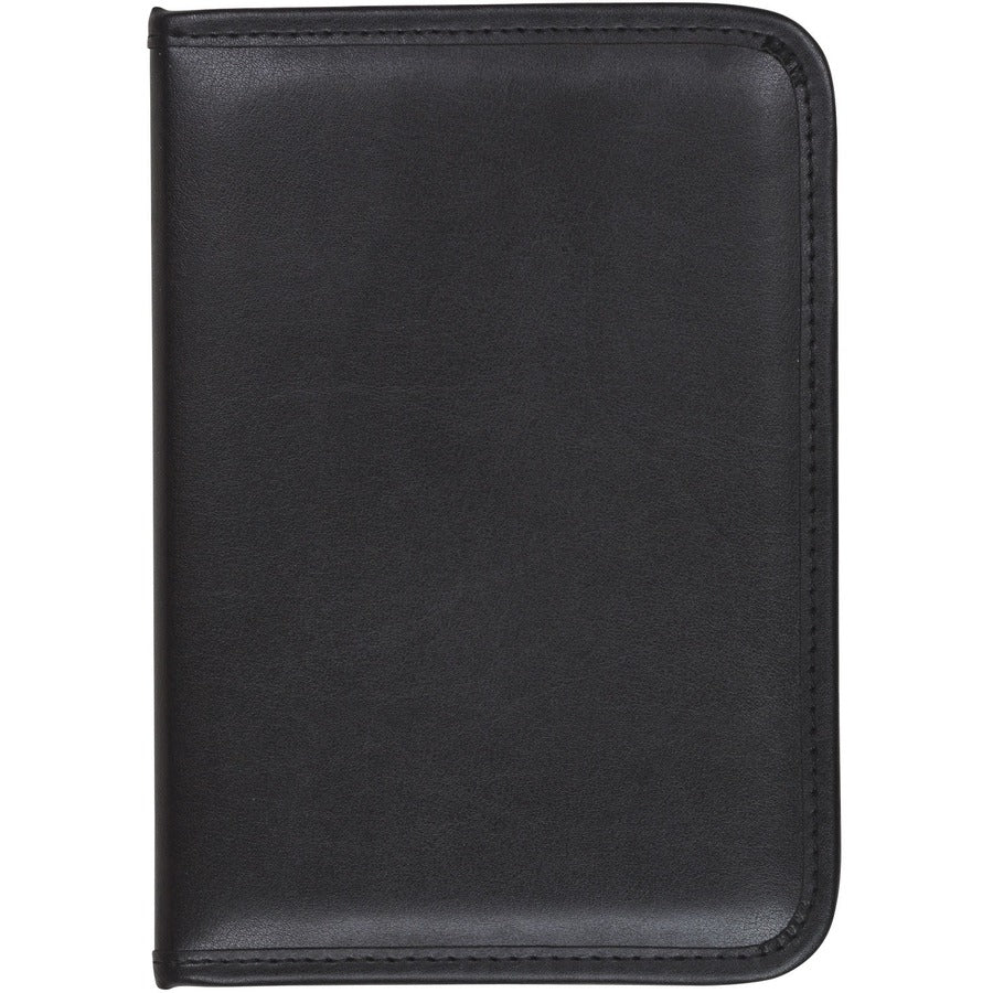 Samsill Letter Pad Folio - 8" x 5" - 4 Internal Pocket(s) - Synthetic Leather, Polyvinyl Chloride (PVC) - Black - Padded, Stitched, Pen Loop, Notepad, Document Pocket, Business Card Holder, Refillable - 0% Recycled - 1 Each