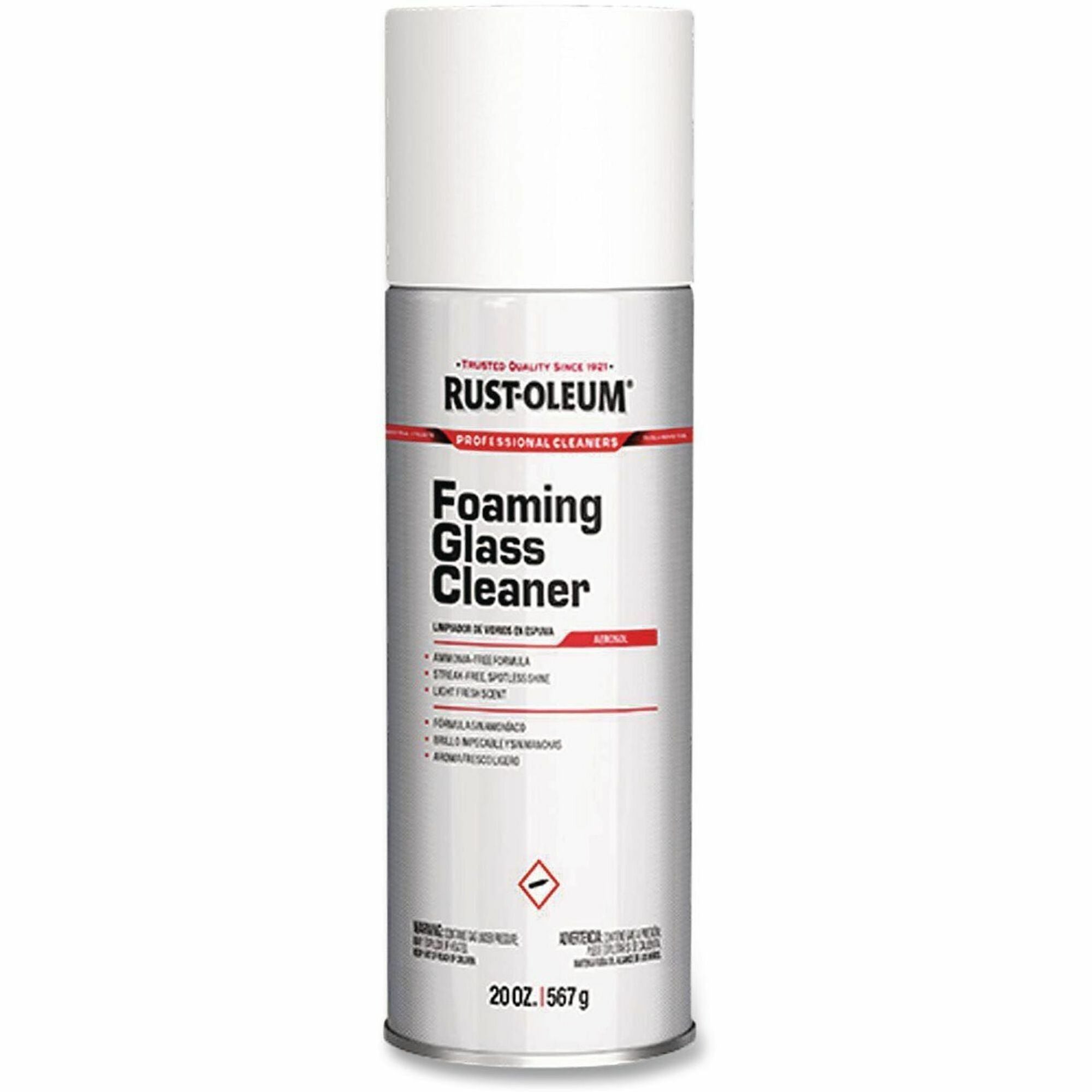 Rust-Oleum Pro Foaming Glass Cleaner - For Multi Surface - Ready-To-Use - Aerosol - 20 fl oz (0.6 quart) - Light Fresh Scent - Recommended For: Fingerprint Remover, Dirt Remover, Grease Remover, Smudge Remover, Soil Remover - Streak-free, Ammonia-free ...