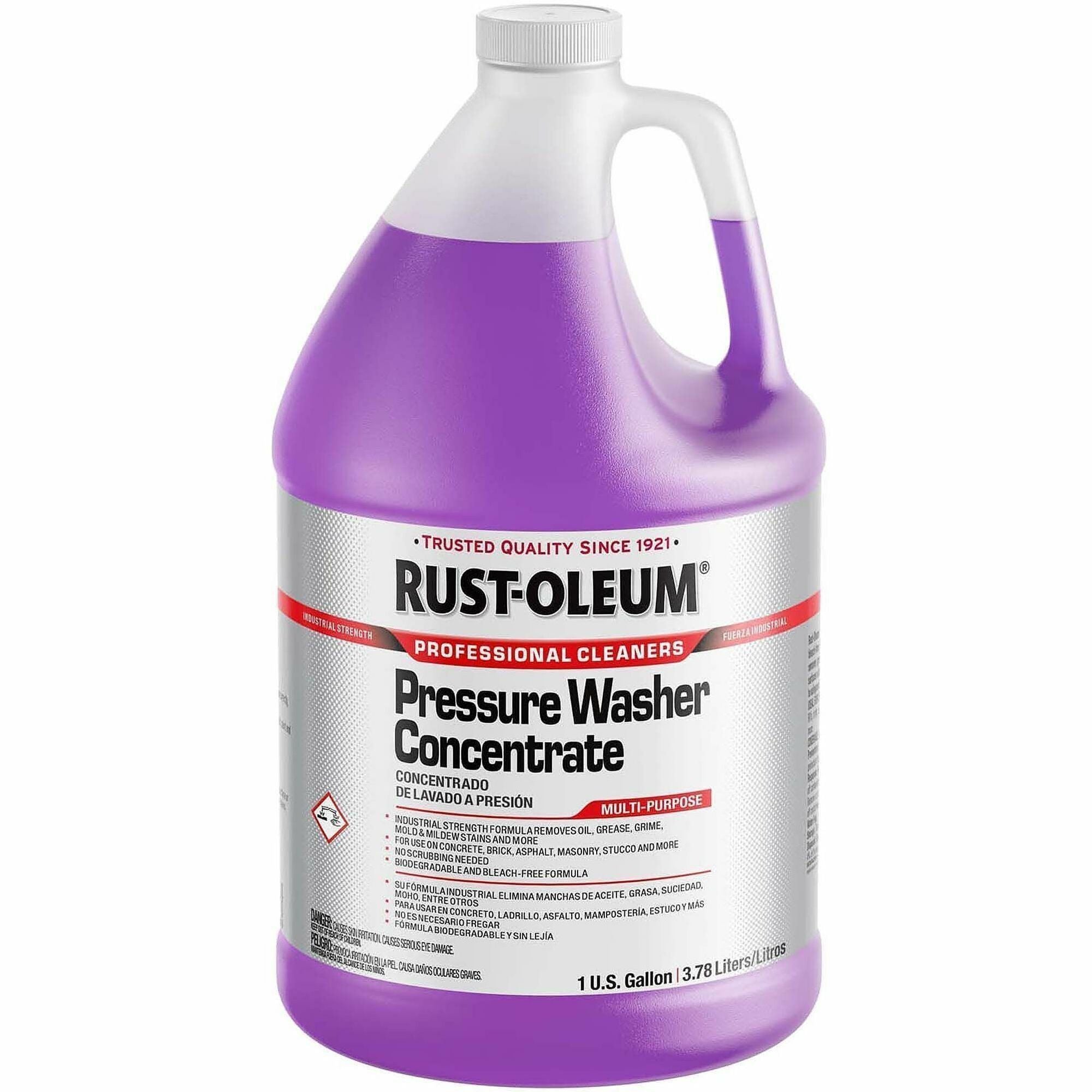 Rust-Oleum Multi-Purpose Pressure Wash Concentrate - For Multipurpose, Multi Surface - Concentrate - Liquid - 128 fl oz (4 quart) - 12.5 to 13.5 pH - Recommended For: Grease Remover, Grime Remover, Mold Remover, Oil Remover, Fungi Remover, Algae Remove...