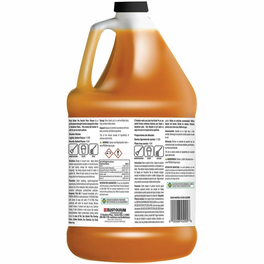 Rust-Oleum Concentrated Neutral Floor Cleaner - For Floor - Concentrate - 128 fl oz (4 quart) - 6 to 8 pH - Fresh Pine Scent - Recommended For: Odor Remover, Dirt Remover, Dust Remover, Grime Remover - Deodorize, Stain Resistant, pH Neutral - Orange - ...