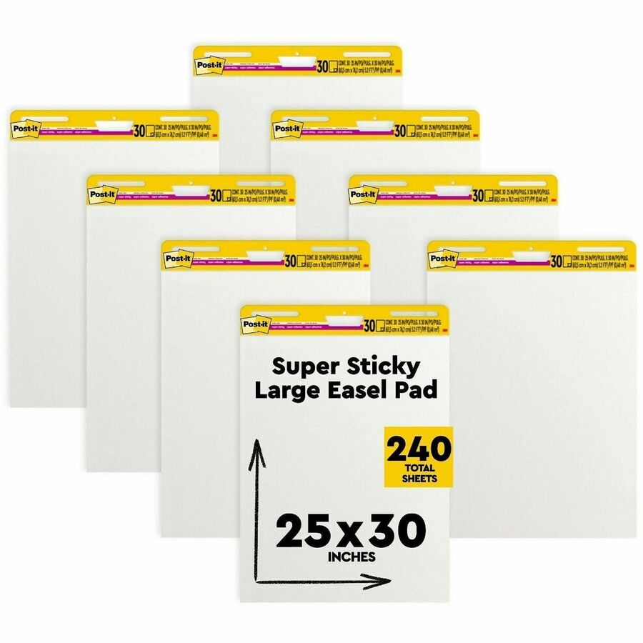 Post-it&reg; Super Sticky Easel Pad - 25" x 30" Sheet Size - White Cover - 8 / Pack