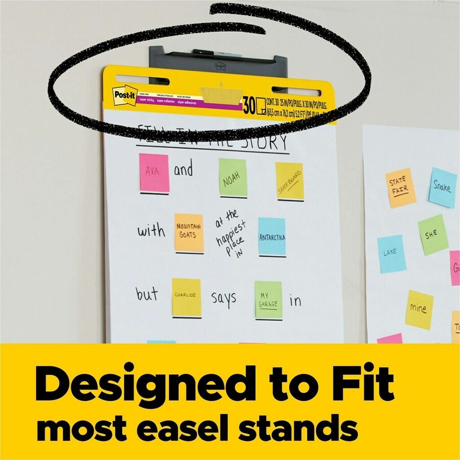 Post-it&reg; Super Sticky Easel Pad - 25" x 30" Sheet Size - White Cover - 8 / Pack