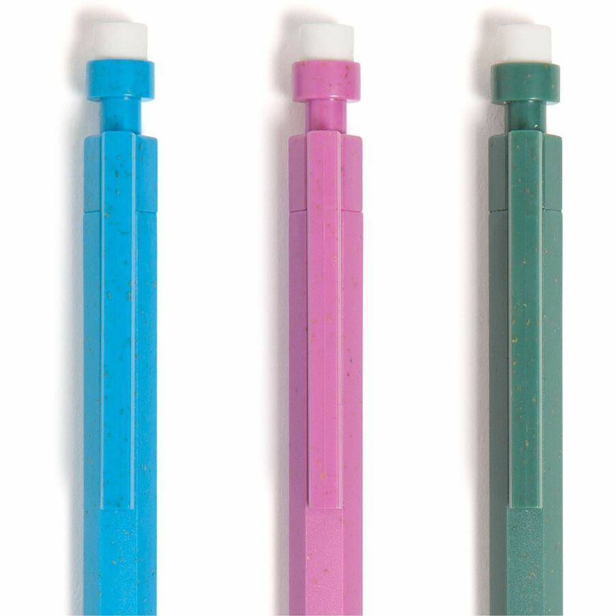 U Brands U-Eco Mechanical Pencil - 0.7 mm Green, Pink, Blue, Gray Lead - HB/#2 - Refillable - Green, Pink, Blue Barrel - 12 / Pack