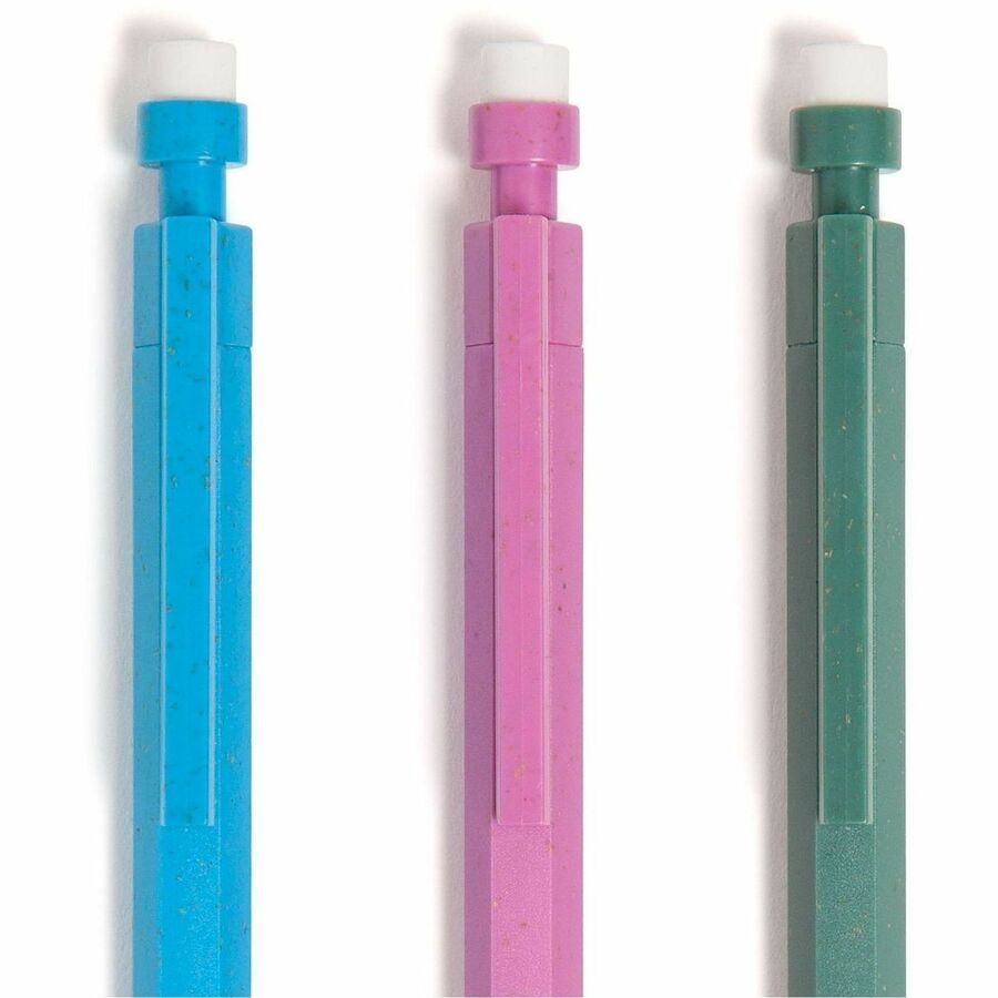 U Brands U-Eco Mechanical Pencil - 0.7 mm Green, Pink, Blue, Gray Lead - HB/#2 - Refillable - Green, Pink, Blue Barrel - 12 / Pack