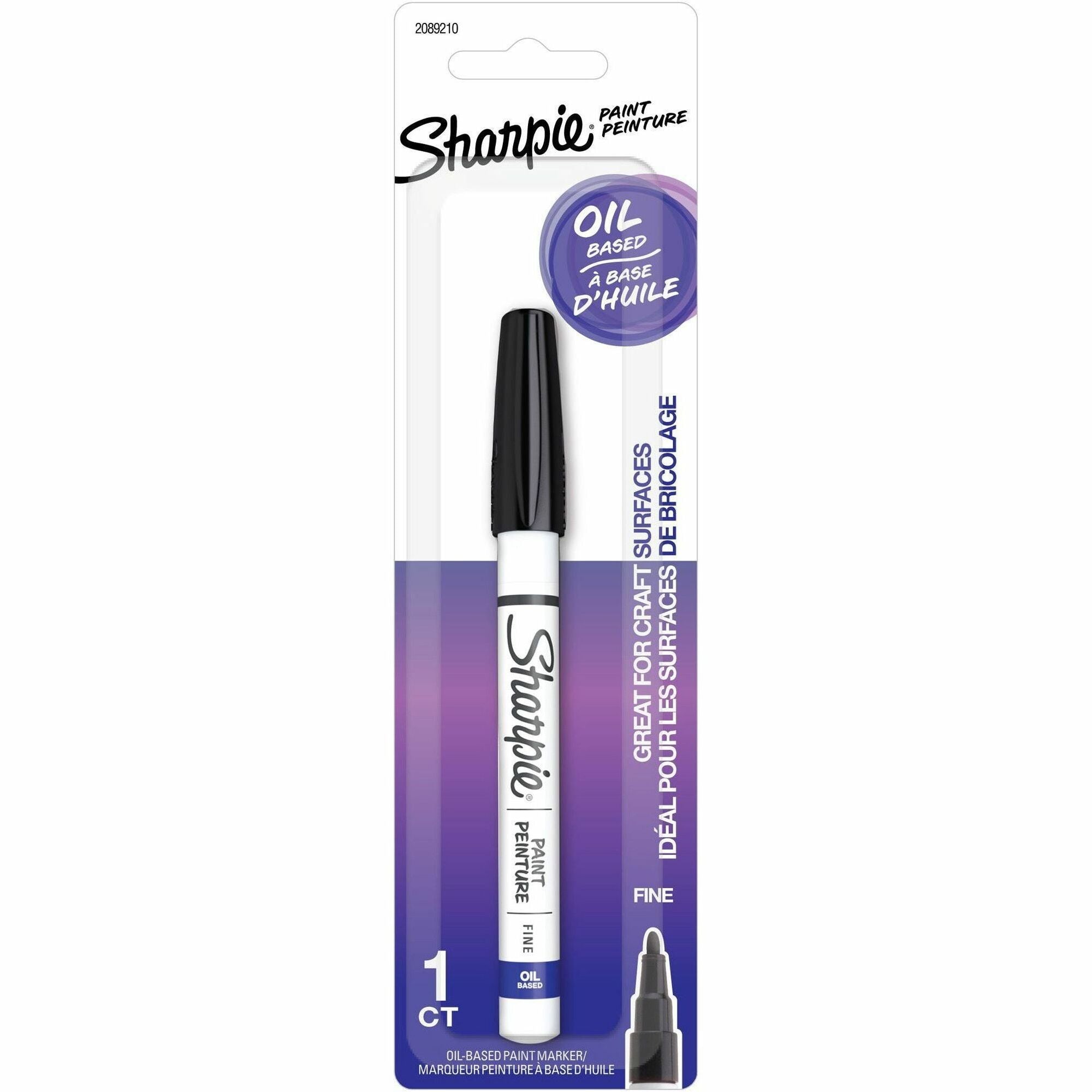 Sharpie Oil-Based Paint Markers - Fine Marker Point - Black Ink - Oil Based - 1 Pack