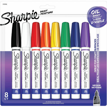 Sharpie Oil-Based Paint Markers - Medium Marker Point - Assorted Ink - Oil Based - Metal Barrel - 8 / Pack
