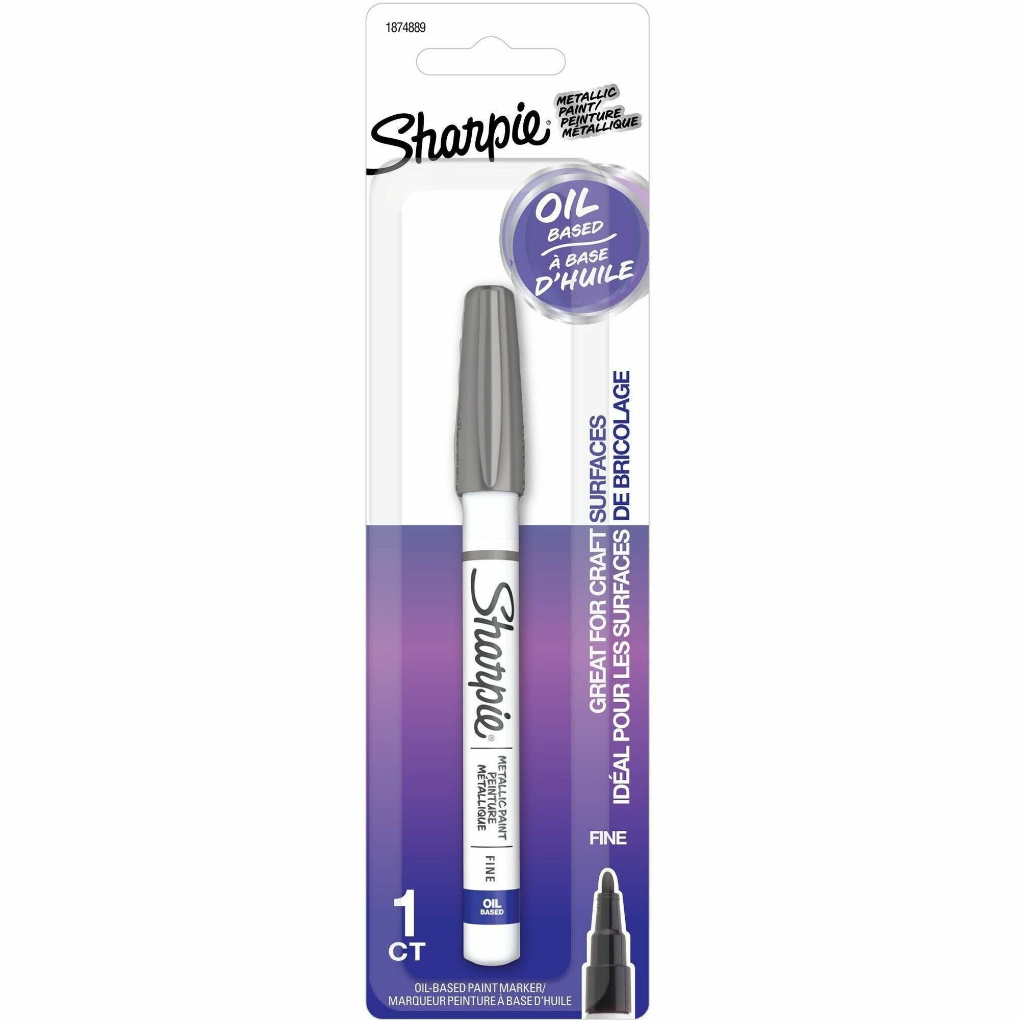 Sharpie Oil-Based Paint Markers - Fine Marker Point - Silver Ink - Oil Based - Metal Barrel - 1 Pack
