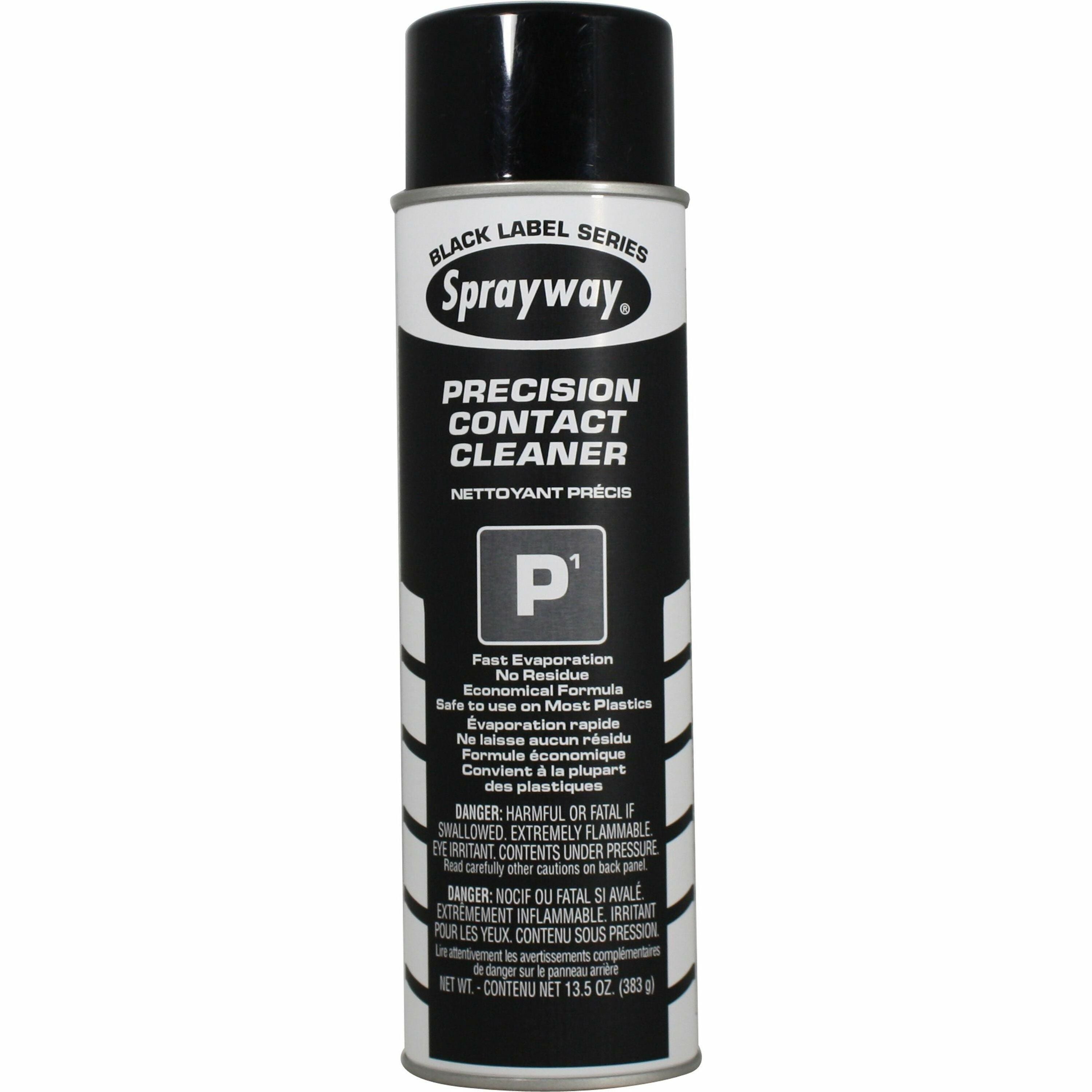 Sprayway P1 Precision Contact Cleaner - For Electrical Contact, Electronic Equipment - 13.50 fl oz - Non-corrosive, Non-staining, Quick Drying, Residue-free - Black - 12 / Carton