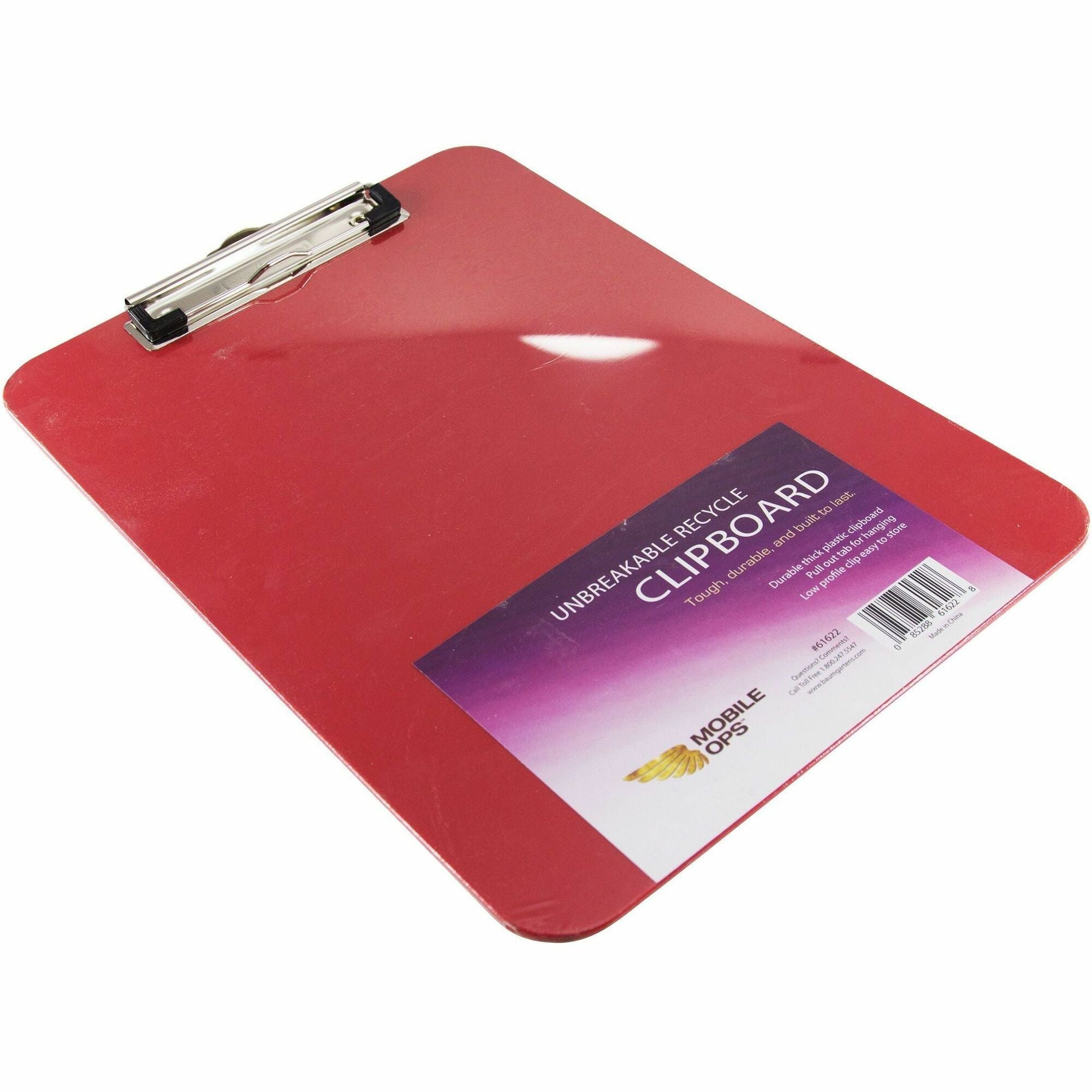 Mobile OPS Unbreakable Clipboard Red (61622) - Wire Clip - Polypropylene - Red
