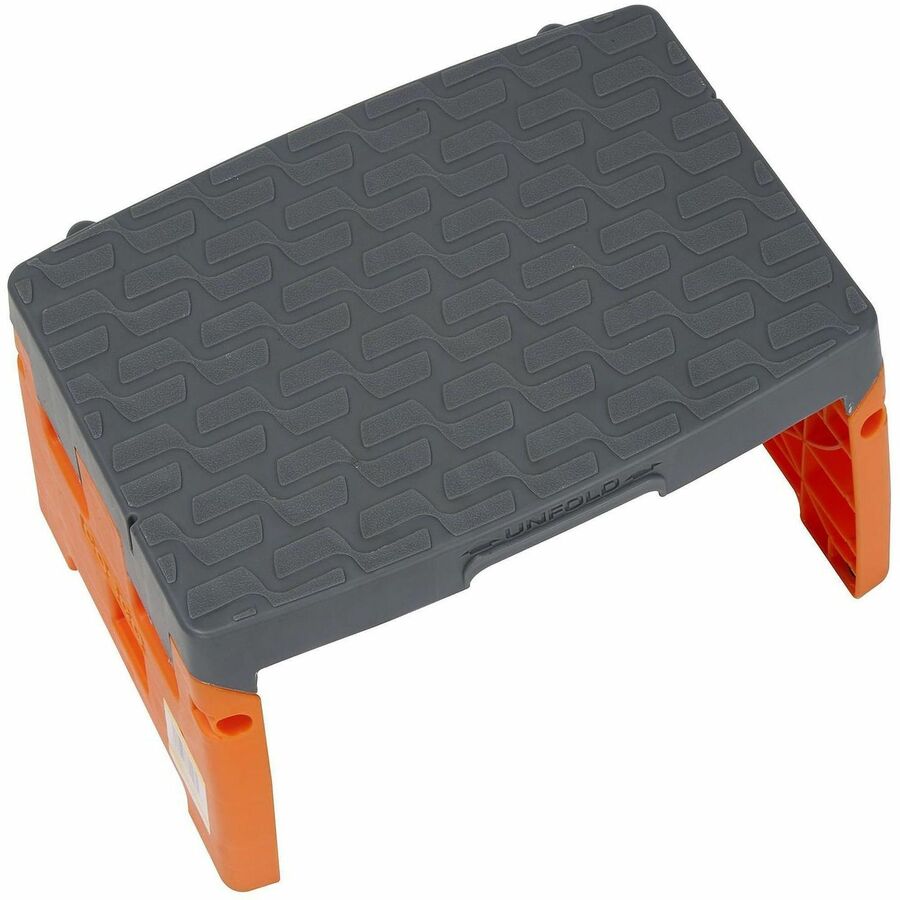 Cosco 1-Step Molded Folding Step Stool - 1 Step - 300 lb Load Capacity - Type IA - Gray, Orange
