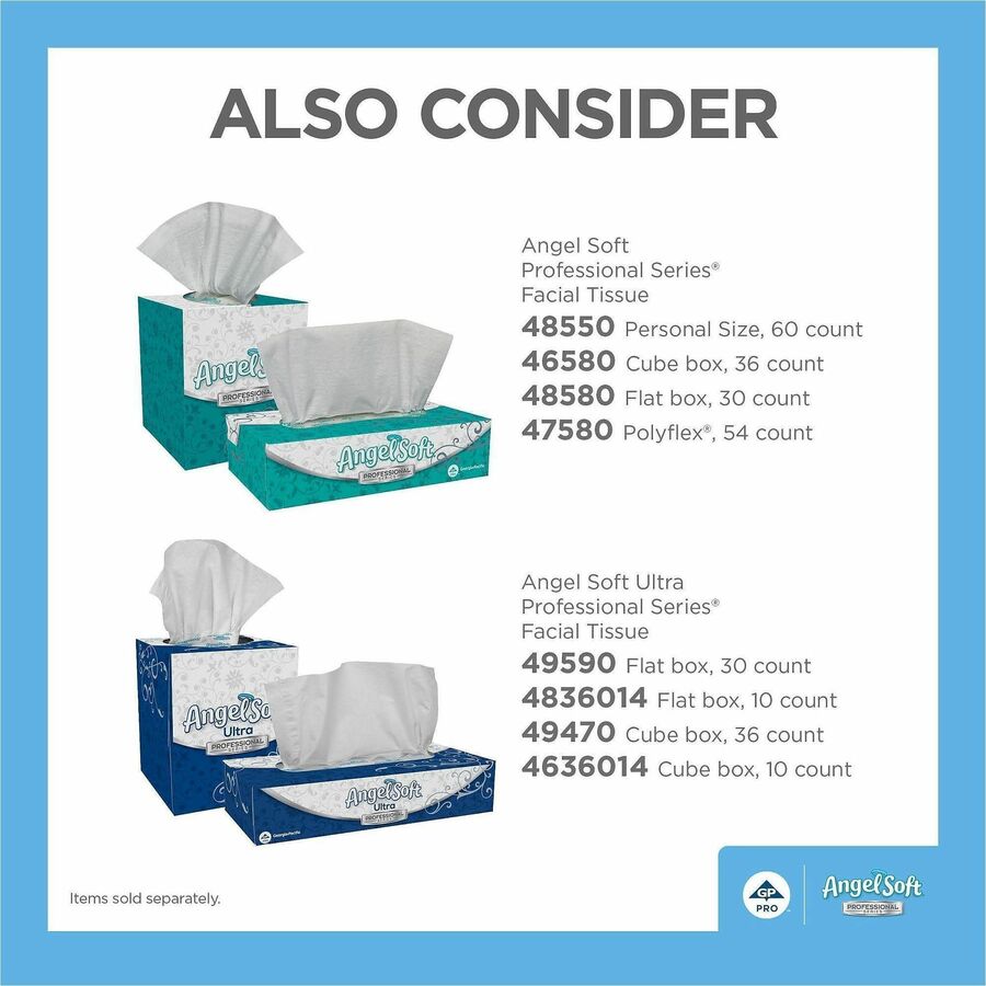 Angel Soft Professional Series Ultra Facial Tissue - 2 Ply - 5" Width x 8" Length - White - Fiber - 60 / Carton