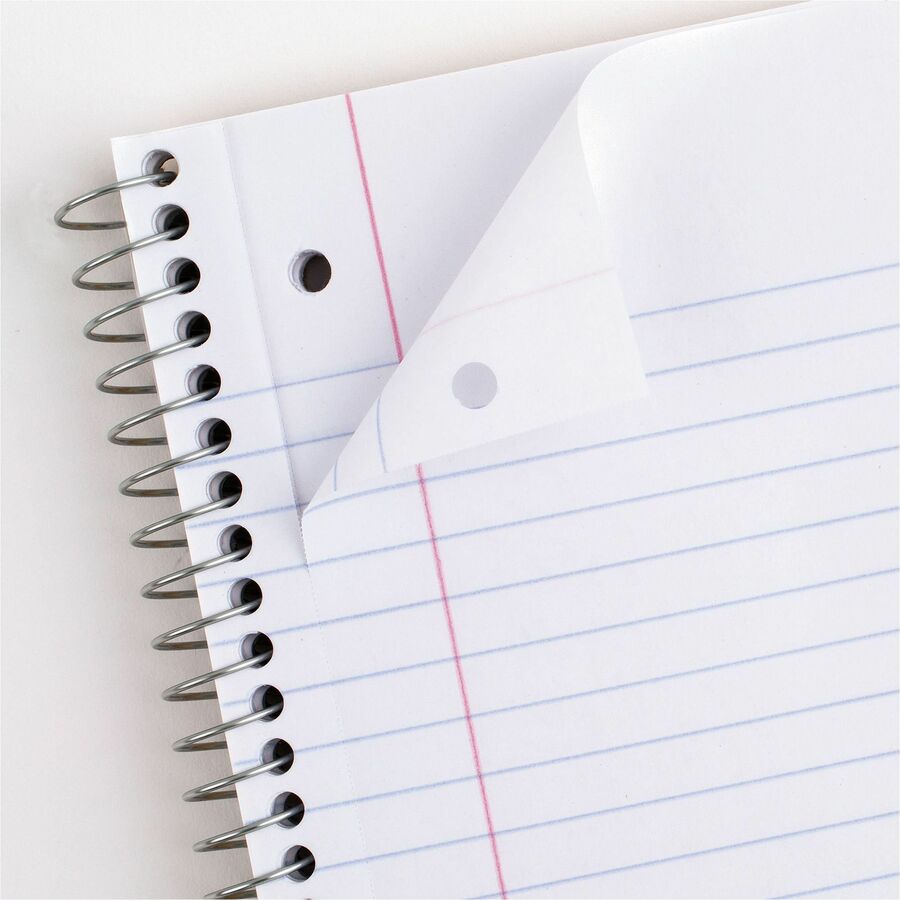 Mead Notebook - 1 Subject(s) - 70 Sheets - 70 Pages - Wire Bound - 3 Hole(s) - 7 1/2" x 10 1/2" Sheet Size - 10.50" Height x 8.3" Width x 0.5" Depth - Black, Blue, Green, Purple, Red, Yellow Cover - Opaque, Double Sided Sheet, Perforated, Easy Tear, Du...